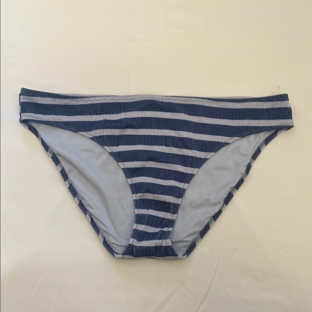 Aerie ribbed Striped Blue and Gray Bikini Bottom, large, NWOT